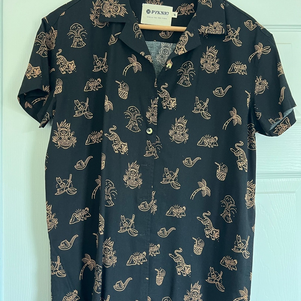 Pyknic Black Patterned Men's Casual Shirt